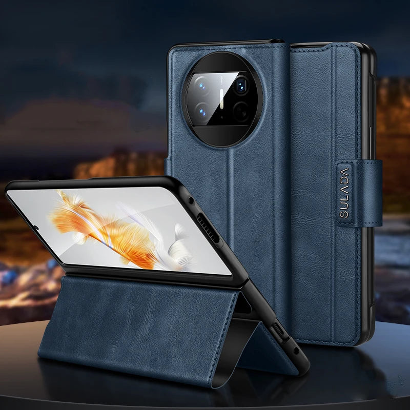 Luxury Leather Magnetic Positioning Phone Cover for Huawei Mate X3 X2 Case Shockproof Full Screen Protection Kickstand