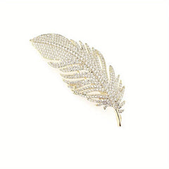 Women Girls Feather Rhinestone Brooches Jewelry Clothing Suit Pins Accessories