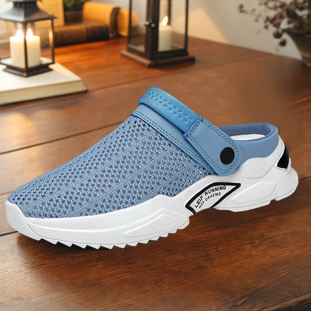 Mens Beach Sandals Arch Support Walking Shoes Breathable Mesh Garden Shoes for Beach Indoor Outdoor