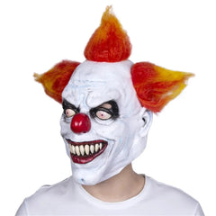 Horror Brown Hair Clown Mask, Smiling Clown, Joker Masks, Latex Masks Full Face Headgear, Halloween Party Cosplay Costume Props