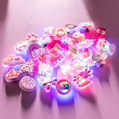 LED Shoe Charms Cute Animals Cat Pig Christmas Tree Luminous Shoe Buckle Pins for Women Clog Accessories Jeans Pendant