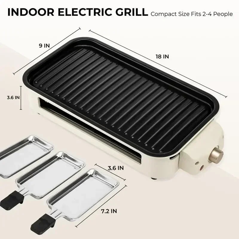 Pukomc Indoor Smokeless Grill, Non-Stick Cooking Removable Plate, Portable Electric BBQ Grill