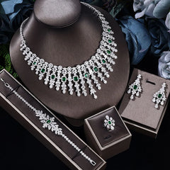 Famous Brand 4pcs Bridal Zirconia Full Jewelry Sets For Women Party, Dubai Nigeria CZ Crystal Wedding Jewelry Sets