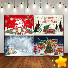 Merry Christmas Xmas Home Background Window Red Curtain Photography Backdrops Lights Baby Shower Jesus Custom Birthday Backdrop