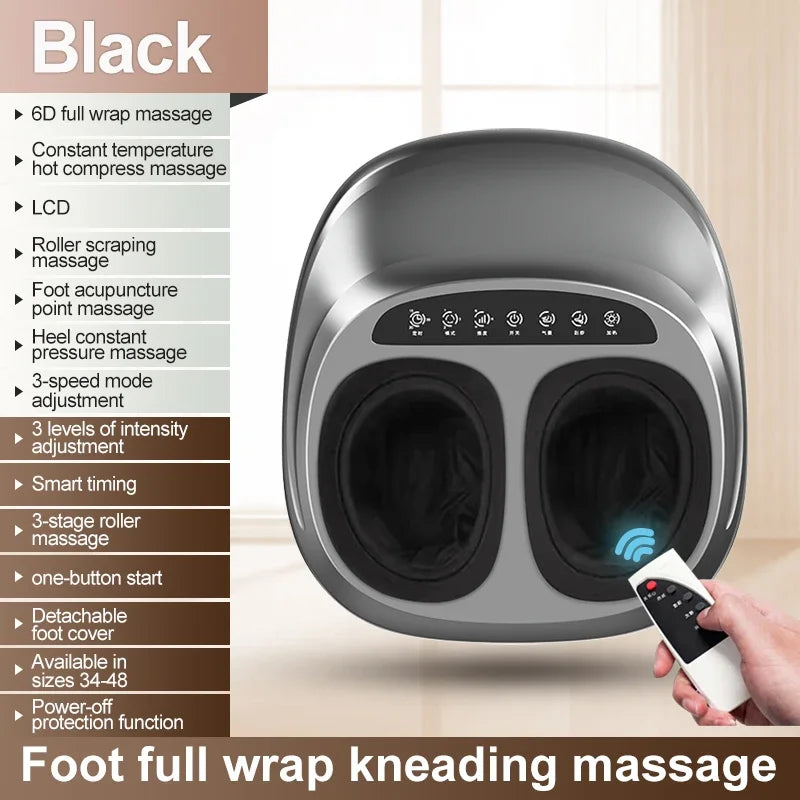 Electric Foot Massager Heating Therapy Shiatsu Deep Kneading Roller Air Bag Massage Machine