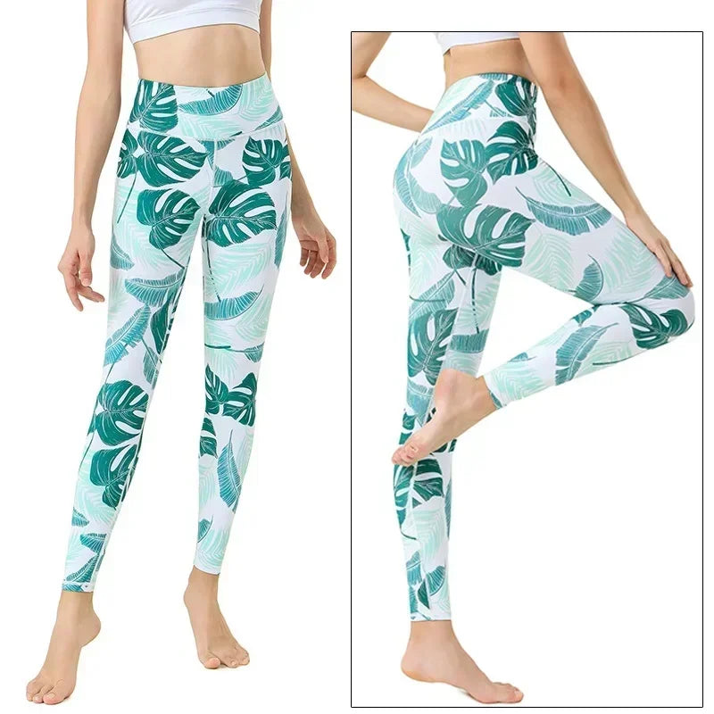 Cloud Hide Yoga Pants Women Flower High Waist Sports Leggings