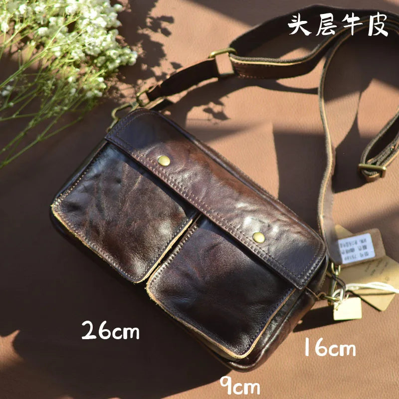 AETOO Retro style Messenger bag Plant tanned cow leather hand grain cross cross shoulder bag casual all-in-one Japanese Korean s