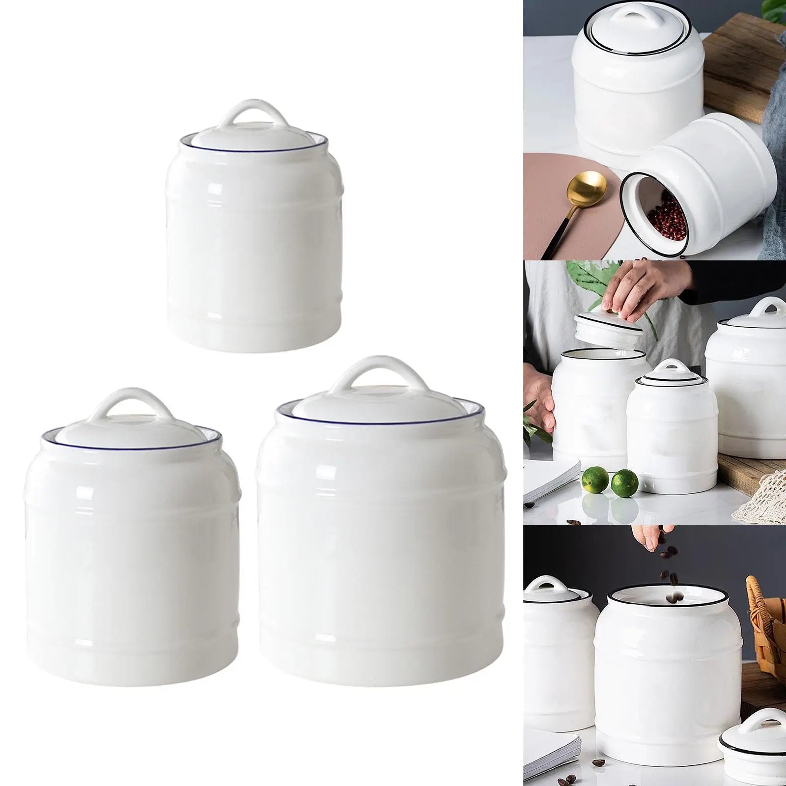 Ceramic Jar with Airtight Lid Countertop Kitchen Kitchen Canisters Ceramic Food Storage Jar