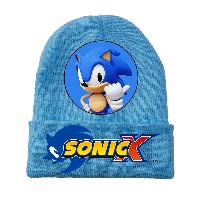 Sonics Knitted Hat Cute Outdoor Cycling Girls Boys Beanies Hats Warmth Crochet Children Cap for Kids Fashion Hip Hop Party Gifts