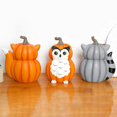 Cartoon Figurine Pumpkin Raccoon Decor Whimsical Halloween Pumpkin Figurines