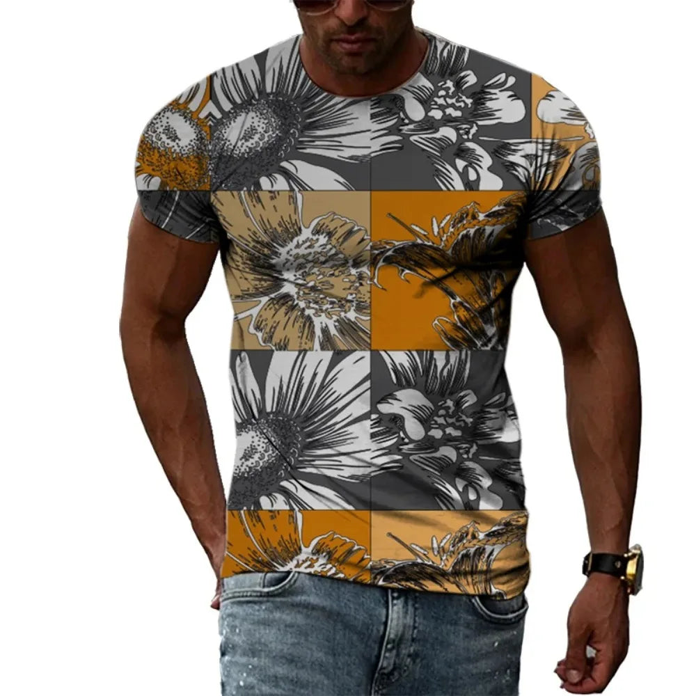 Trend Personalized Men's T-shirt 3D Geometric Three-dimensional Graphic Printing Short-sleeved Fashion Sports