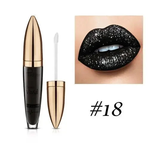 Pudaier Lipstick Glitter Lip Gloss Diamond Shimmer Pigment Metallic Glossy Lip Gloss Matte to Sparkling Lip Tint Liquid Lipstick