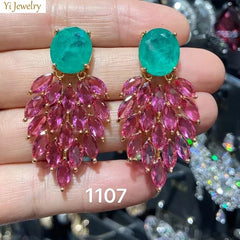 Cute Pink Green Women's Earrings Small Teardrop Stud Earrings