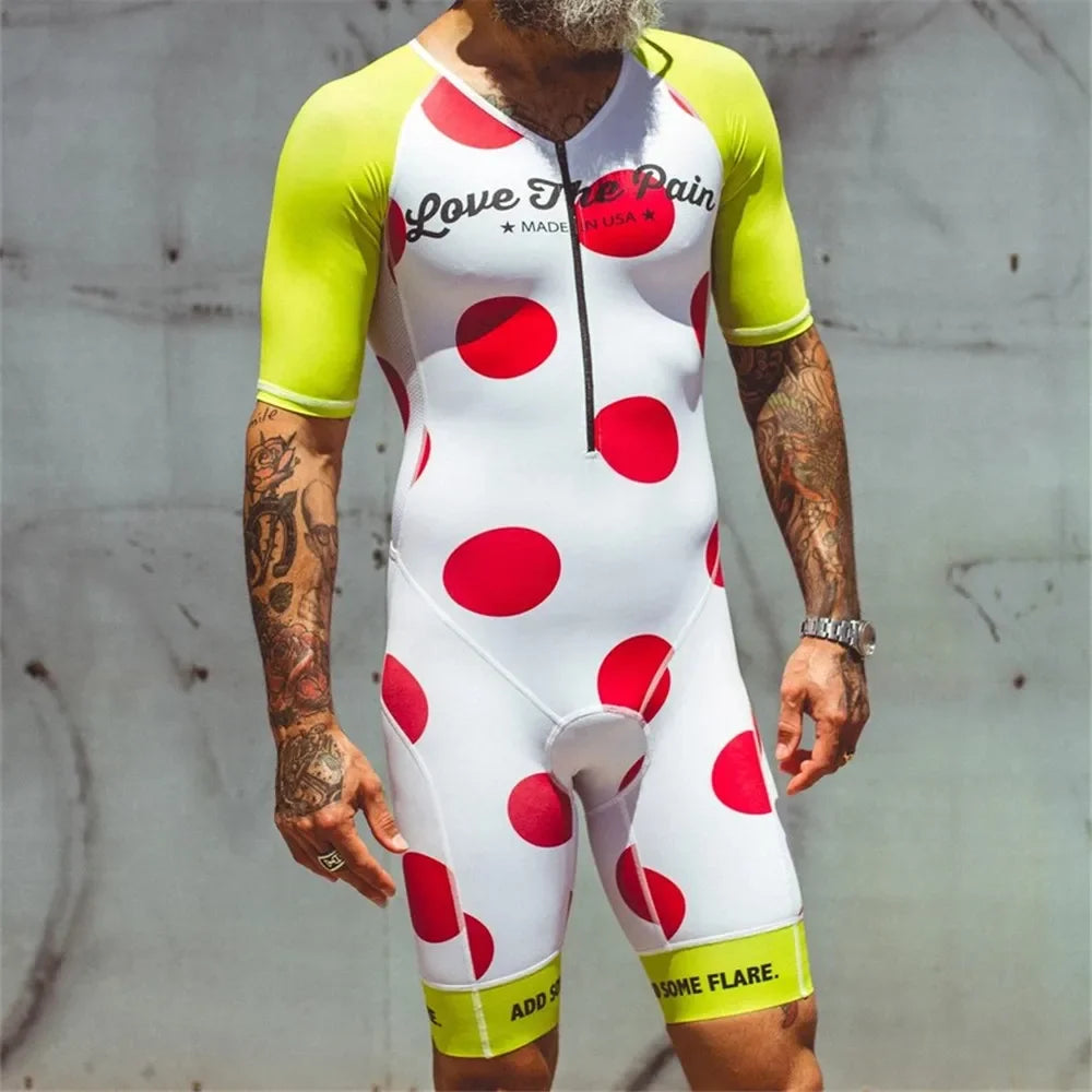 Love The Pain Men‘s Aero Race Suit Triathlon Cycling Clothing Jumpsuit Running Suit Maillot Ciclismo Long Distance Fast Trisuit