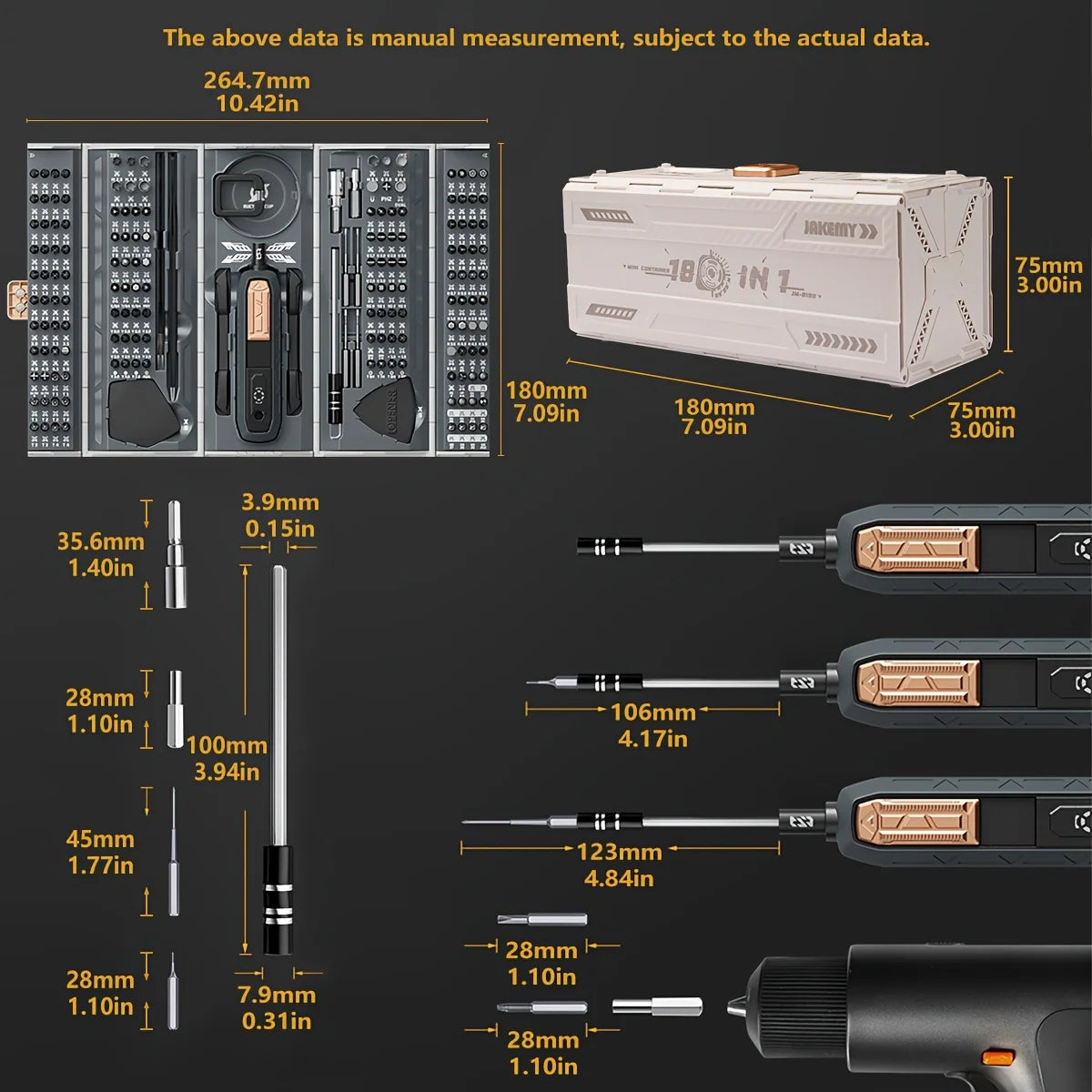 Stylish Precision Screwdriver Set 180 In 1 Magnetic Bits DIY Professional Repair Hand Tool Kit