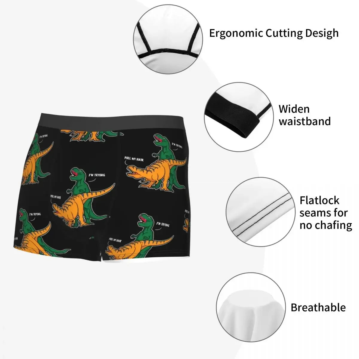 T-Rex Man's Boxer Briefs Underwear Dinosaurs Highly Breathable High Quality Shorts Gift Idea