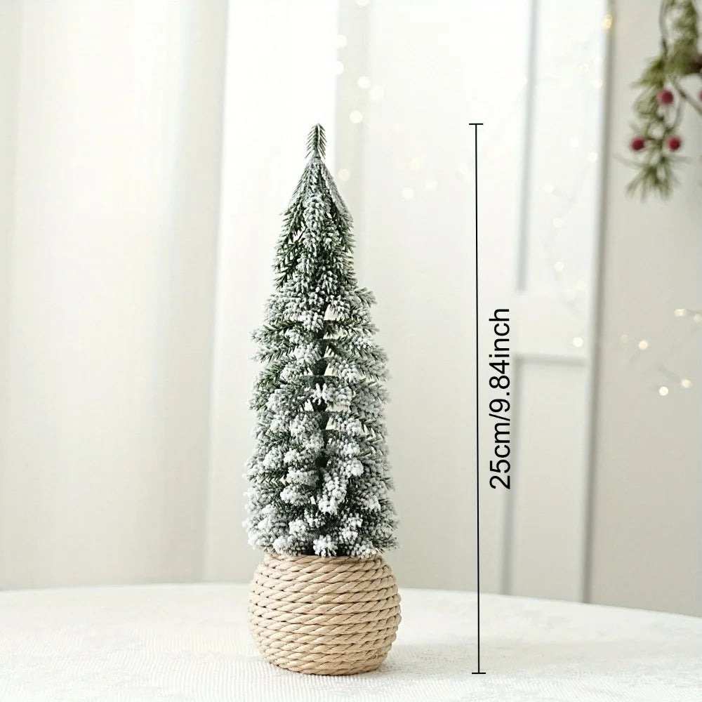 Mini Christmas Tree Artificial Small Snow Pine Xmas Tree Decorations New Year Party Ornaments