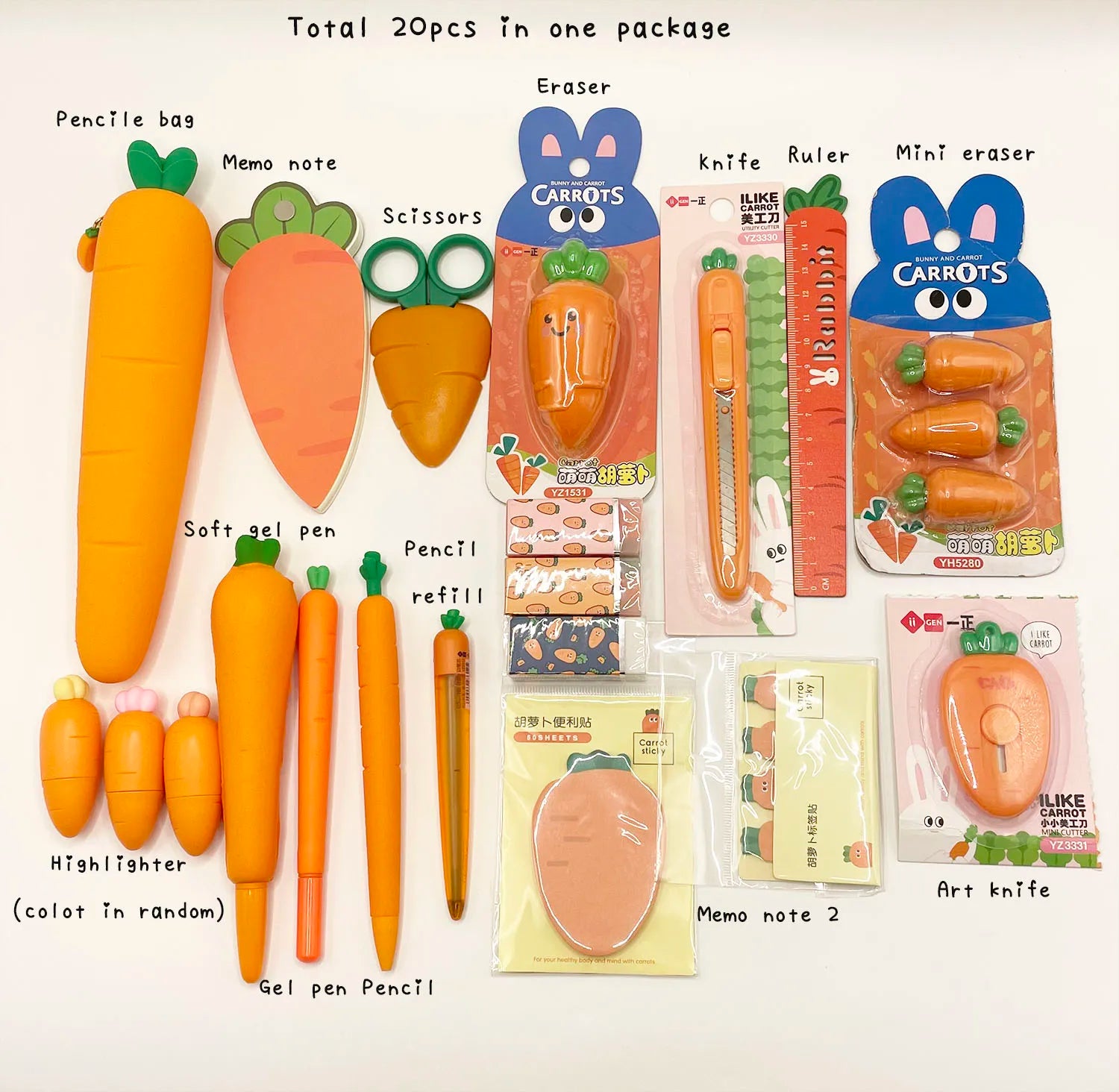 Carrot Strawberry Stationery Set