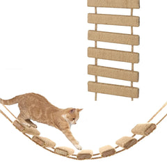Cat Bridge for Cats Cage Sisal Wooden Rope Ladder Pet Furniture Kitten Step Scratcher Post Kitten Toys