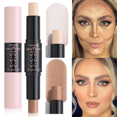 Face Brown Bronzer Contour Stick Double-headed Brightening Face Make Up Pen Smooth Contour Shadow Highlight Concealer Cosmetics