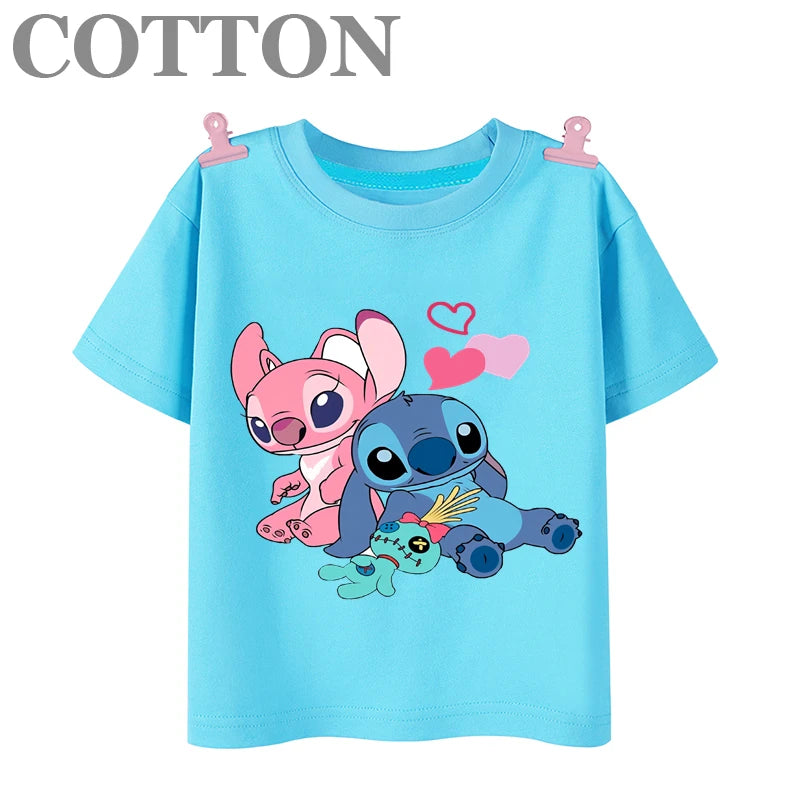 Cartoon Casual T-shirts Round Neck Short Sleeve Print Pattern