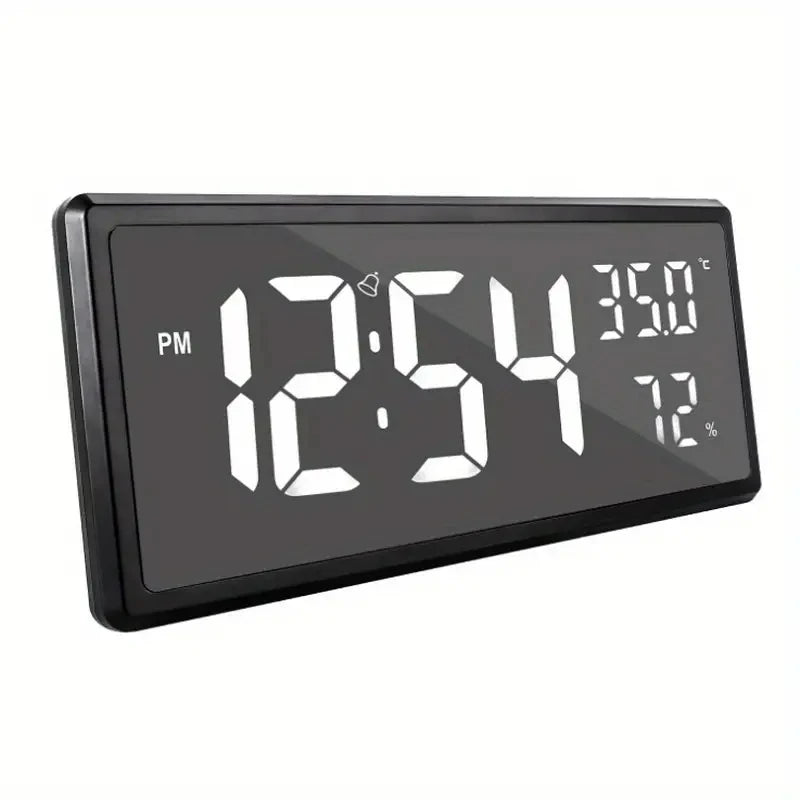 Large LED Digital Wall Clock With Date Indoor Temperature Display Desk Office Alarm Clock