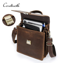 CONTACT'S Genuine Leather Crossbody Bag for Men Luxury Password Designer Bag Shoulder Messenger Bags Casual Male Tote Handbag