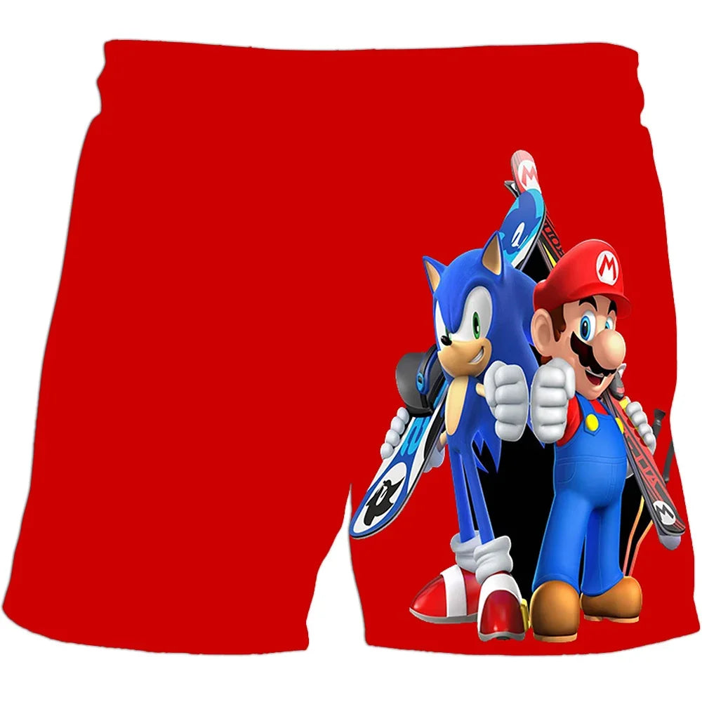 Beach pants for children 4-14Y Sonic The Hedgehog shorts pants Girls Boys Harajuku pants For Kids 3D Cartoon Print