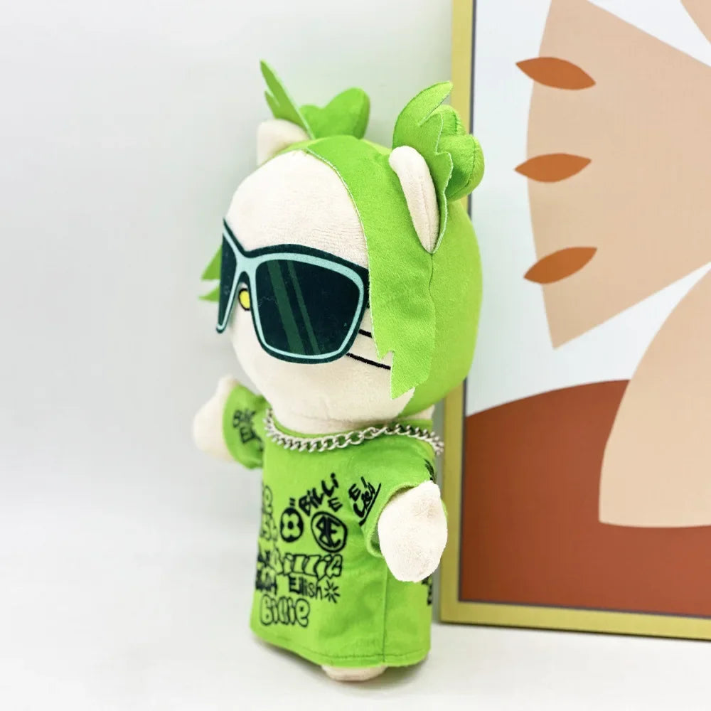 Hello Kitty Billie Eilish Green Sunglasses Fashion Boy Plush Doll Character Toys Cute Kids Boy Girl Birthday New Year Gifts