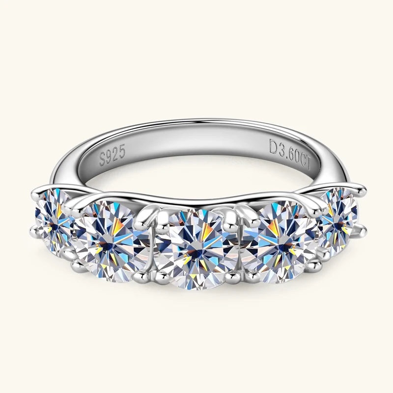 Moissanite Certificated 5 Stones Engagemen Rings for Women 925 Sterling Silver Original Anniversary Rings