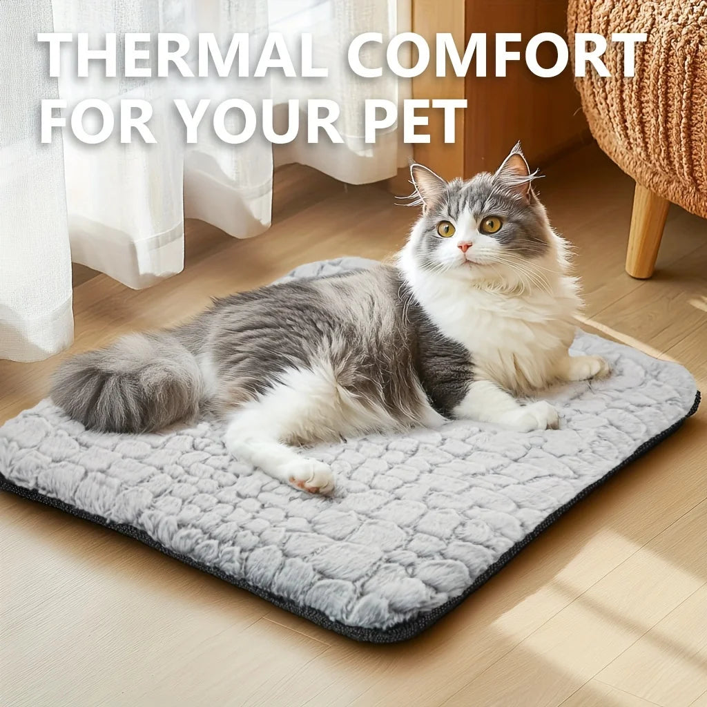 Self Warming Cat Bed, Soft Cat Dog Pet Heating Pad for Indoor Outdoor, Washable Non-Slip Heated Cat Mat Thermal Blanket