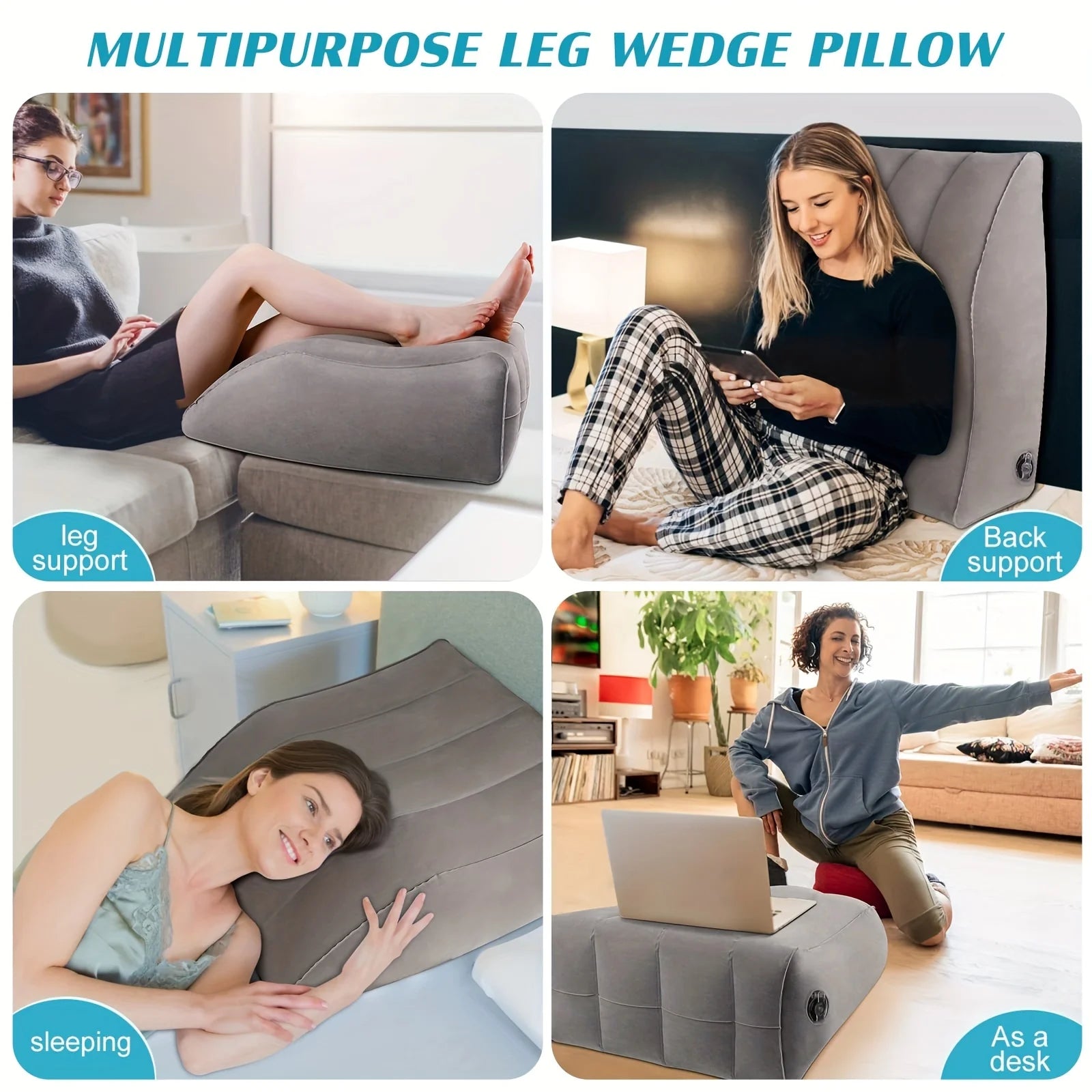 Inflatable Spot Leg Pillow Fracture Raised Plush Leg Pad Outdoor Wedge-shaped Knee Relaxation Fatigue Relief