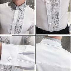 Autumn White Fleece Long Dress Shirt Men's