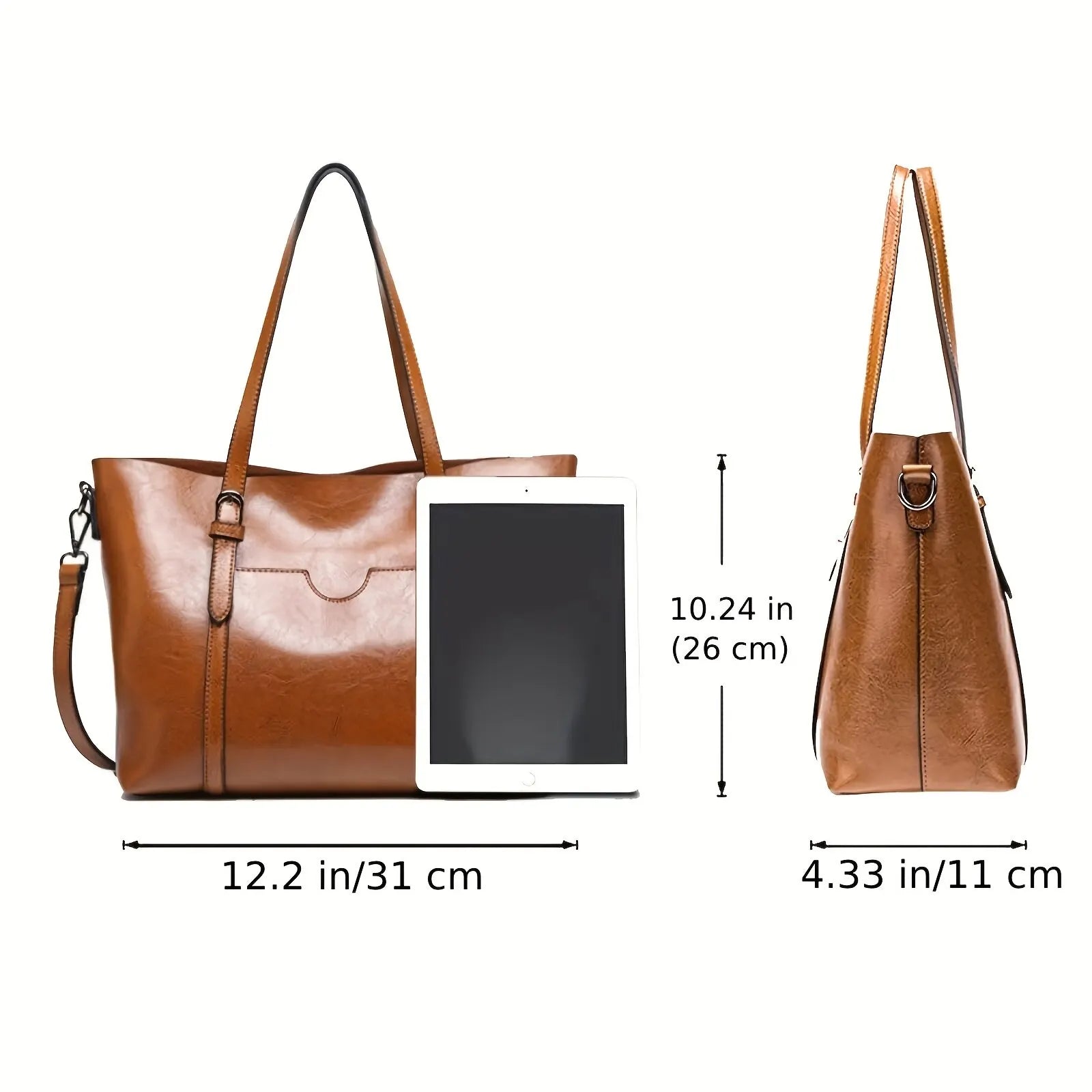 Women Handbags Tote Bag Soft PU Leather Retro Designer Large Capacity