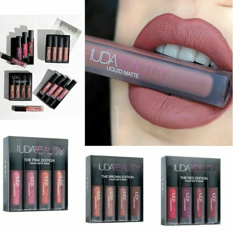 Lipstick Set Matte Lip Gloss Waterproof Lip Glaze Tint Non-stick Non-Fading Lips Huda Lip Makeup