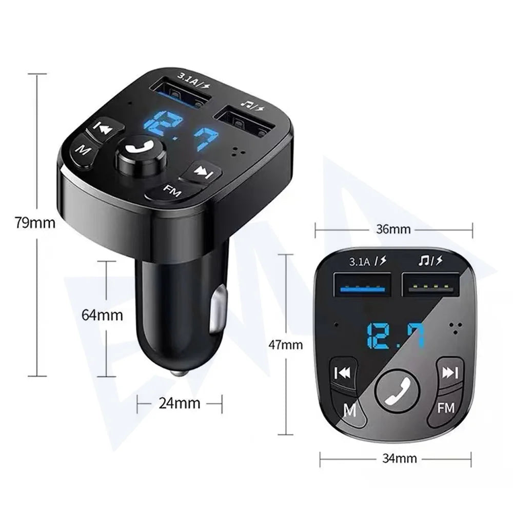 Wireless Car kit Handfree Dual USB Car Charger Bluetooth5.0 FM Transmitter MP3 Music Player Modulator Audio Adapter Car Charger