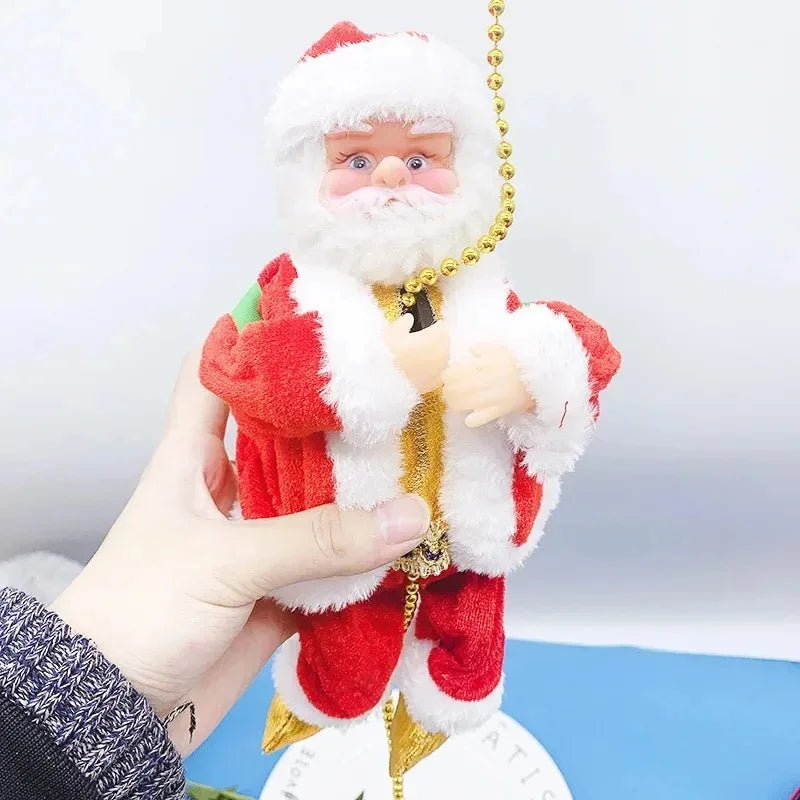 Electric Santa Claus Climbing Rope Ladder With Music Santa Musical Toys For Christmas Tree Home Decor Gifts For Boys And Girls