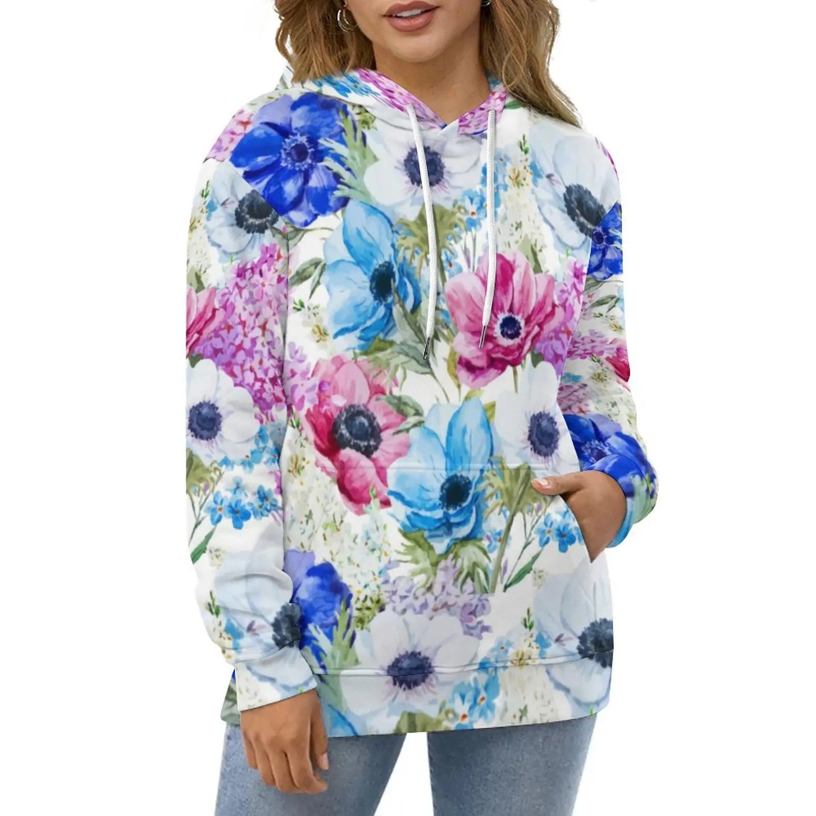 Hawaiian Hibiscus Flower Hoodies Tropical Floral Print Hip Hop Casual Hoodie