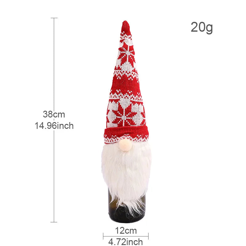 Christmas European And American Style Knitted Faceless Old Man Long Beard Wine Bottle Set