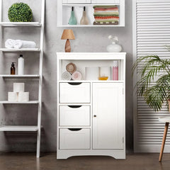 Bathroom Floor Storage Cabinet with 3 Drawers and Adjustable Shelf