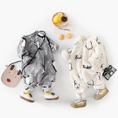 Sanlutoz Cute Printing Fleece Winter Baby Rompers Clothing Zipper Long Sleeve Toddler Jumpsuits