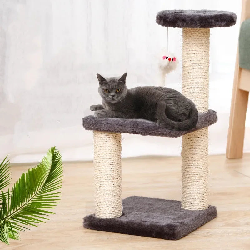 Cat Scratcher Climbing Frame Scratching Post Resistant Sisal Cat Tree with Toys