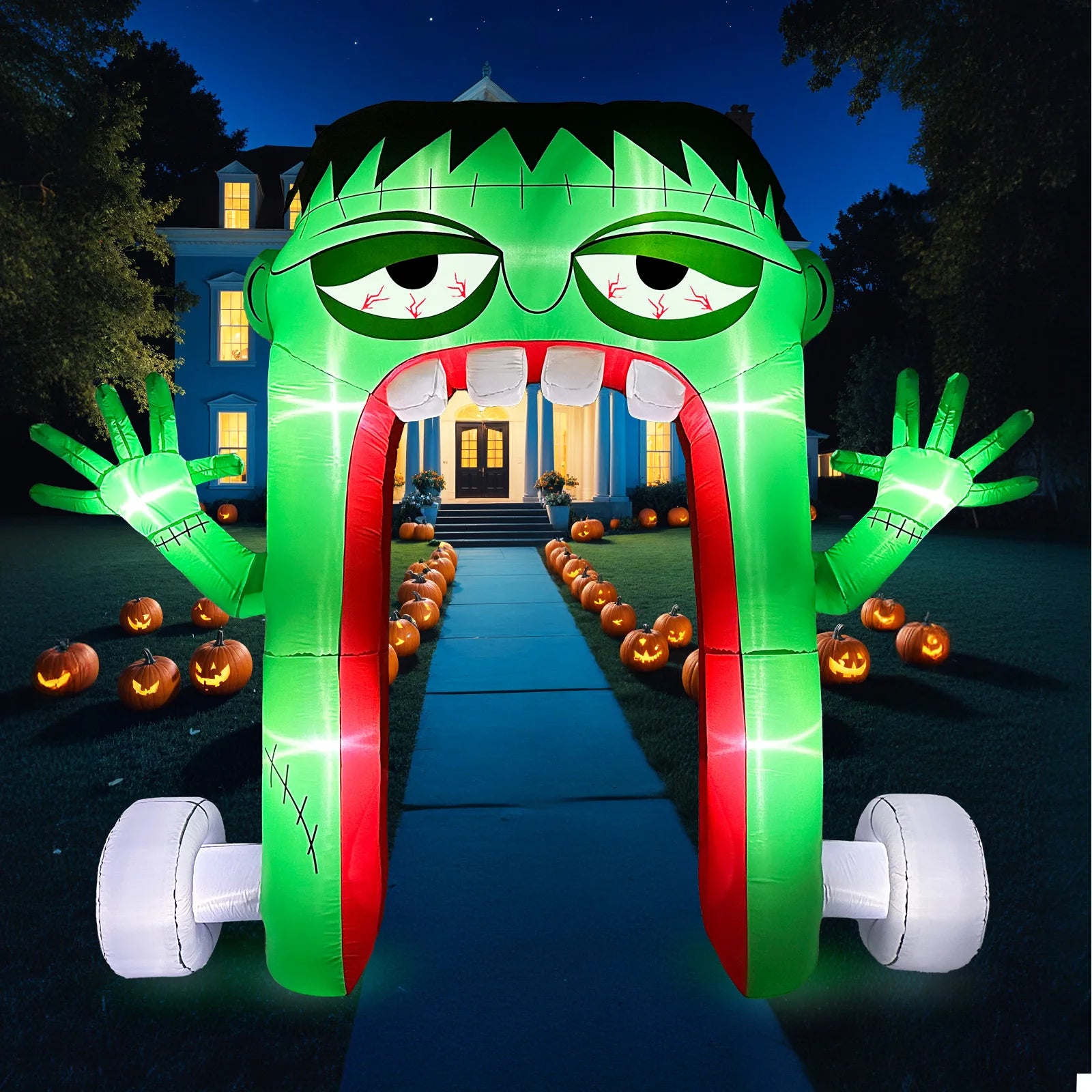 Owl Halloween Blow Up Party Yard Decor, Halloween Inflatable Archway Series Outdoor Decorations with LED Lights