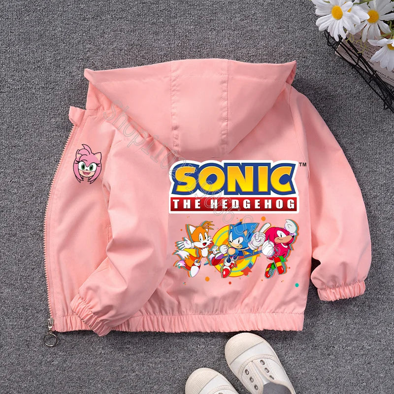 New Sonics Child Spring and Autumn Jacket Boys Girls Clothes Comfortable Cartoon Anime Graphic Print Coats Birthday Party Gifts