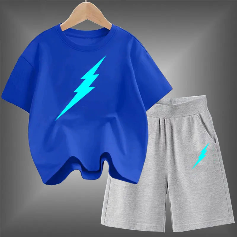 Kids Summer Brand 2pcs Short Sleeve T-shirts+Short Pants Suits