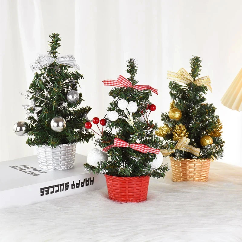 Christmas Tree Table Ornament with LED Light Balls 2023 Christmas Decoration for Home 2024 New Year Gift Mini