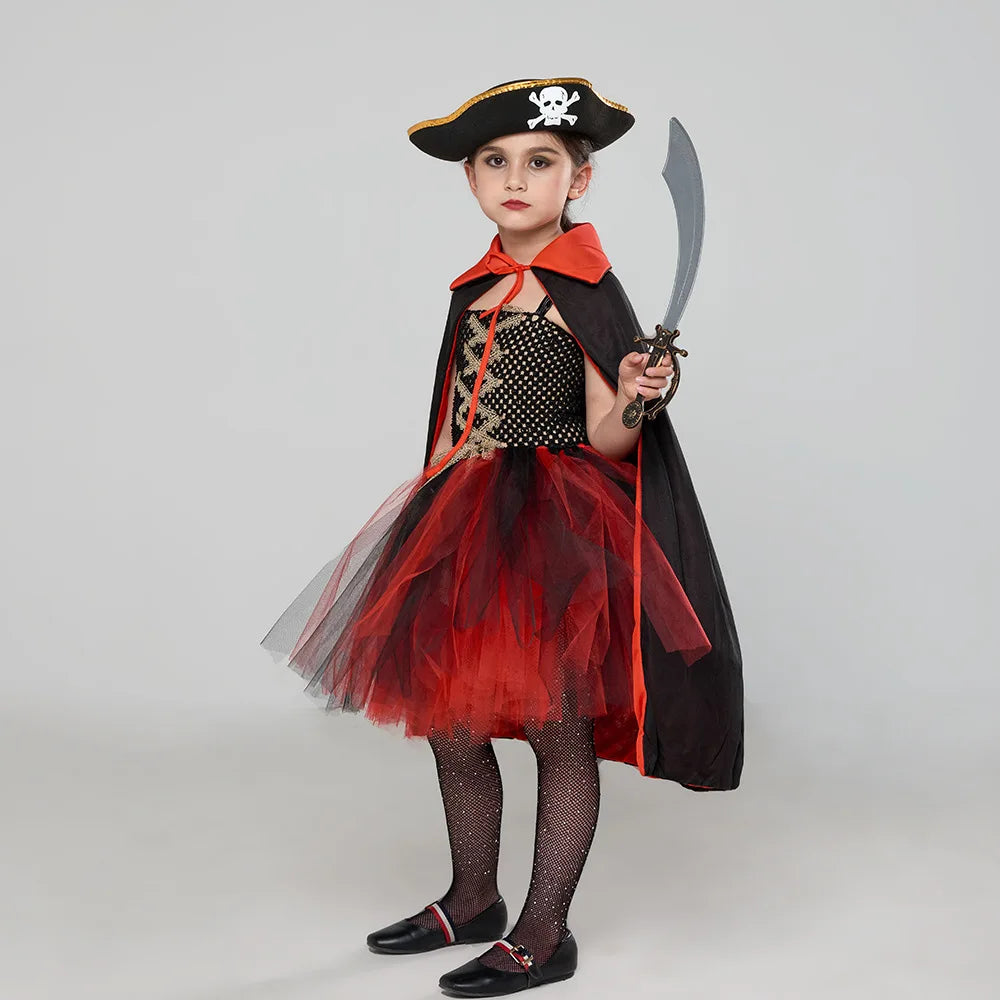 Pirate Halloween Costume Red Black Little Girls Pirate Tutu Dress