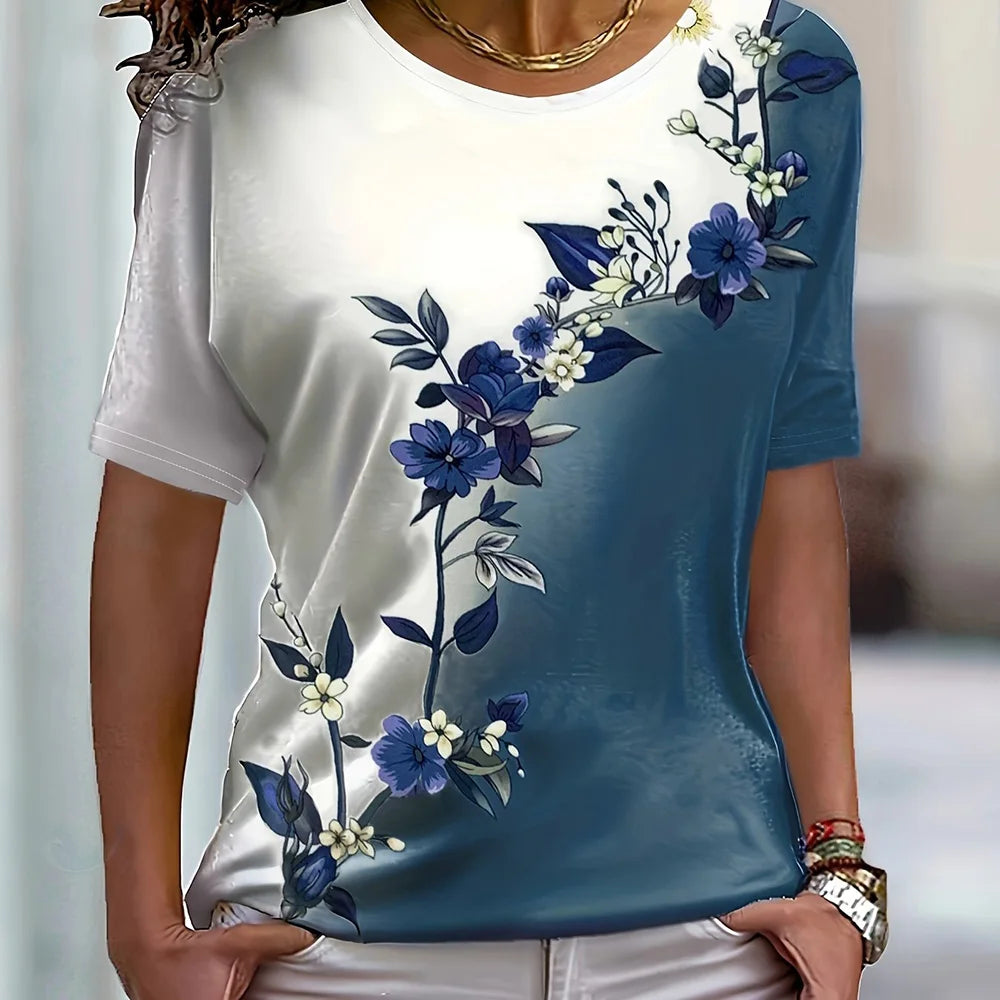 Women's Color Block T-shirt Summer Fashion Short sleeved Top