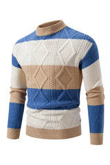 High Quality Men's New Autumn and Winter Casual Warm Color Block Sweater Knit Tops Man Clothes