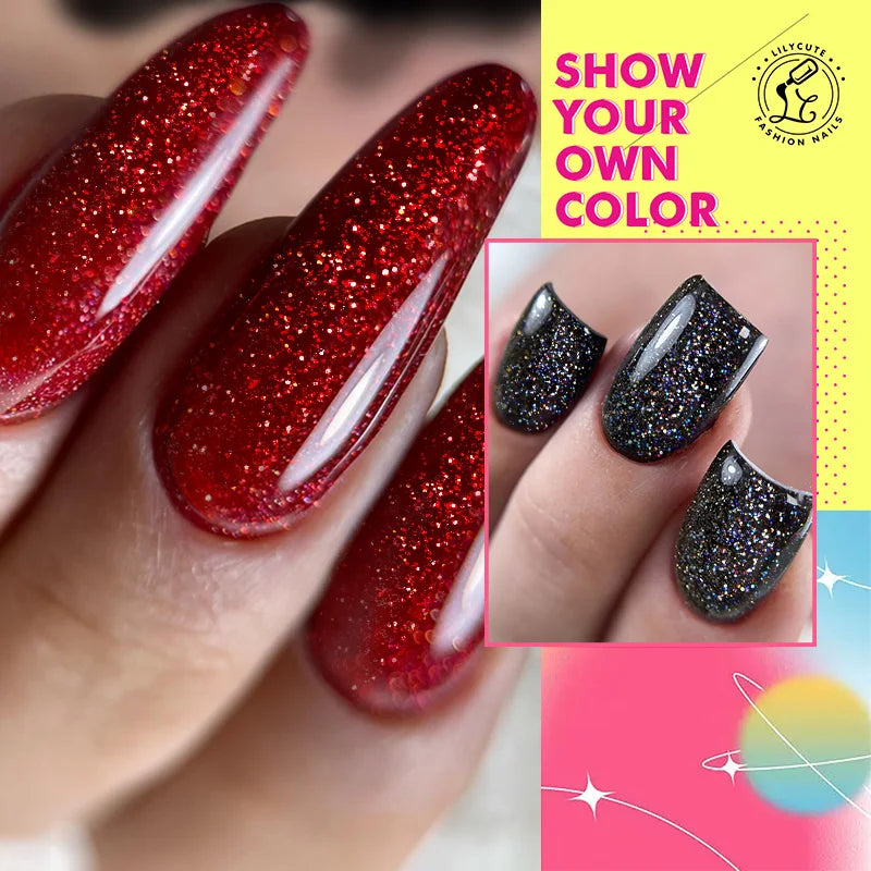 Colorful Gel Nail Polish 7ml Black White Red Glitter Manicure Long Lasting Soak Off Nail Art Gel Varnish Kit